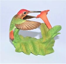 Vtg  Hummingbird Ruby Red Throat Trumpet Vine Figurine 1996 Bronson Collectibles picture
