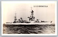 U.S.S. Pensacola. Naval Ship. Real Photo Postcard. RPPC picture