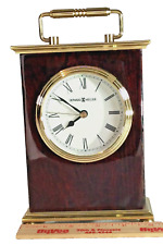 Howard Miller Black Enamel & Brass Desk Shelf Clock Battery Operated Quartz picture