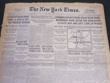 1932 MAY 13 NEW YORK TIMES - LINDBERGH BABY FOUND DEAD NEAR HOME - NT 6184 picture
