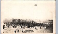 FLAG RAISING camp taylor louisville ky real photo postcard rppc kentucky soldier picture