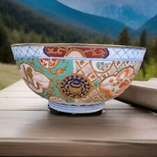 Vintage Chinese Porcelain Bowl 14 X 6.5 Inches For Decor Only Hand Painted Piece picture