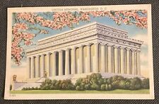 Washington D.C. Vintage Linen Postcard Lincoln Memorial Cherry Blossoms picture
