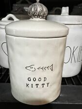 Rae Dunn Boutique  GOOD KITTY Canister Treat Jar Crown Lid Retired Rare Vintage picture