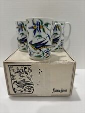 Neiman Marcus Fitz & Floyd Exotic Chinese Bird Coffee Mugs Cups Set Of 3 W/Box picture