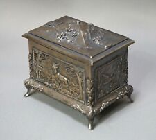 19c.French Louis Armand Rault Silver-plate Brass Wild Animal Hunting Jewelry Box picture