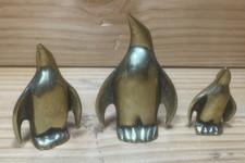 Brass Penguin Figurines Set of 3 Sculptures Vintage picture