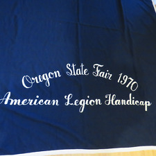 Vintage 1970 Wool Blanket Oregon State Fair American Legion Handicap Navy Blue picture