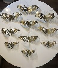 BRASS BUTTERFLIES  Mid Century Modern  Wall Hanging Set of 2 MCM vintage decor picture