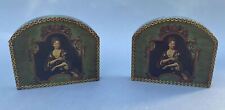 Vintage Antique French Style Decoupage Bookends with a Lovely Maiden picture