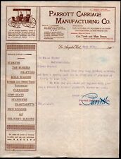 1902 Los Angeles - Parrot Carriage Manufacturing Co - Rare Letter Head Bill picture