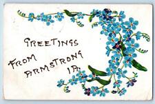 Armstrong Iowa IA Postcard Greetings Little Flowers And Leaves 1908 Antique picture