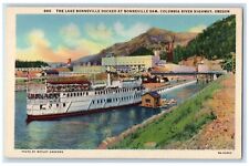 c1930's Lake Bonneville Docked At Bonneville Dam Columbia River Hwy OR Postcard picture