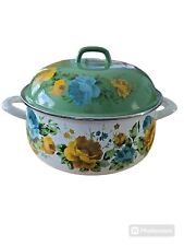 Pioneer Woman Vintage Rose Shadow Enameled 4 Quart Dutch Oven with Lid Retired picture