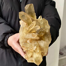 5.6LB Natural Beautiful yellow Quartz Crystal Cluster Mineral Specimen picture