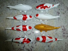 Hand Made Koi Fish Porcelain Figurines Nishikigoi - 8 Koi Fishes a Set In Box picture