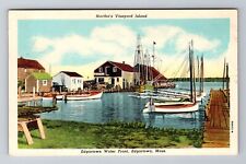 Edgartown MA-Massachusetts, Edgartown Water Front, Sailboats, Vintage Postcard picture