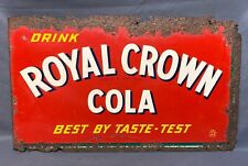 Vintage Original 1950s Royal Crown Cola Tin Sign Double Sided Flange Sign Rare picture