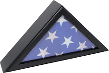 American Flag Black Display Case - Wood Frame Fits 5X9.5' Folded Flag - Veteran  picture