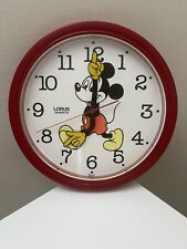 Vintage 10” Lorus Quartz Disney Mickey Mouse Moving Hands Red White Wall Clock picture