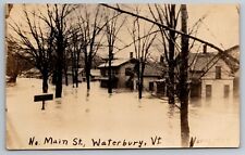 1927 Waterbury Vermont Flood. North Maine Street. Real Photo Postcard RPPC picture