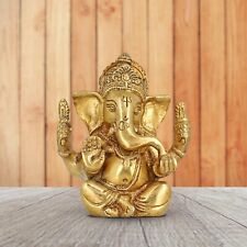 Original Brass Statue Ganpati Long Ear Ganesha Small Idol Murti For Pooja Mandir picture